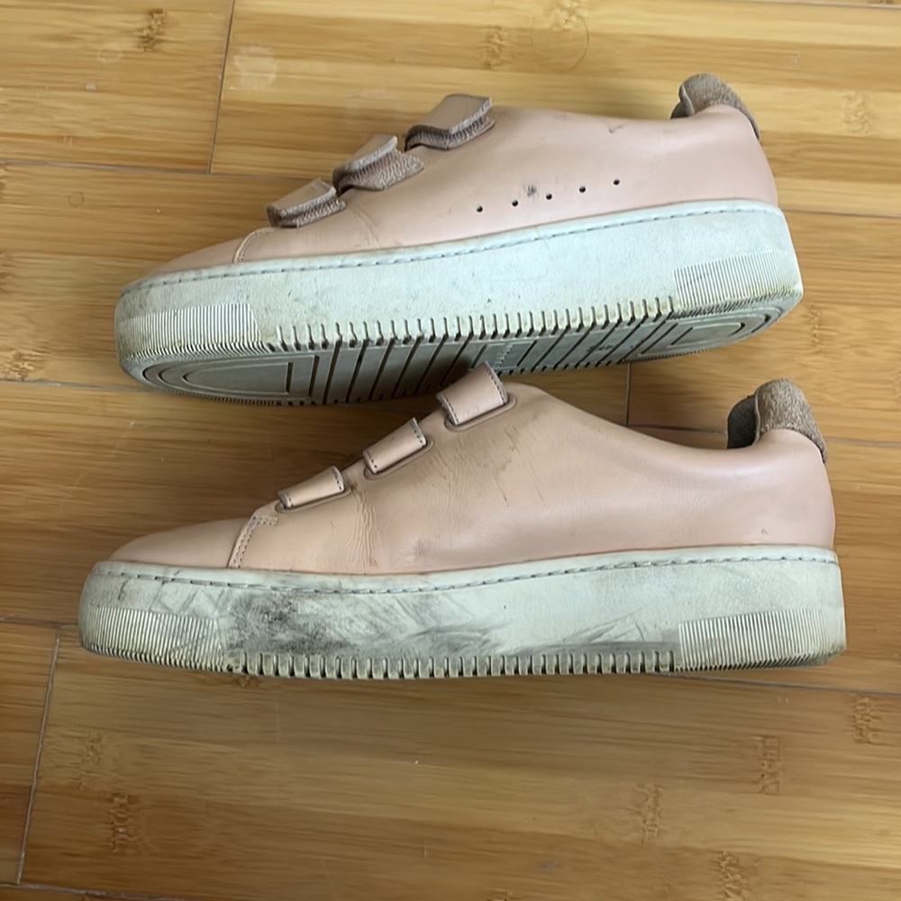 Sandro Paris Velcro Low Top Platform Sneakers In Light Pink Leather View 5